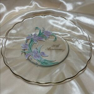 Vintage Fenton 50th Anniversary Glass Plate with Floral Design